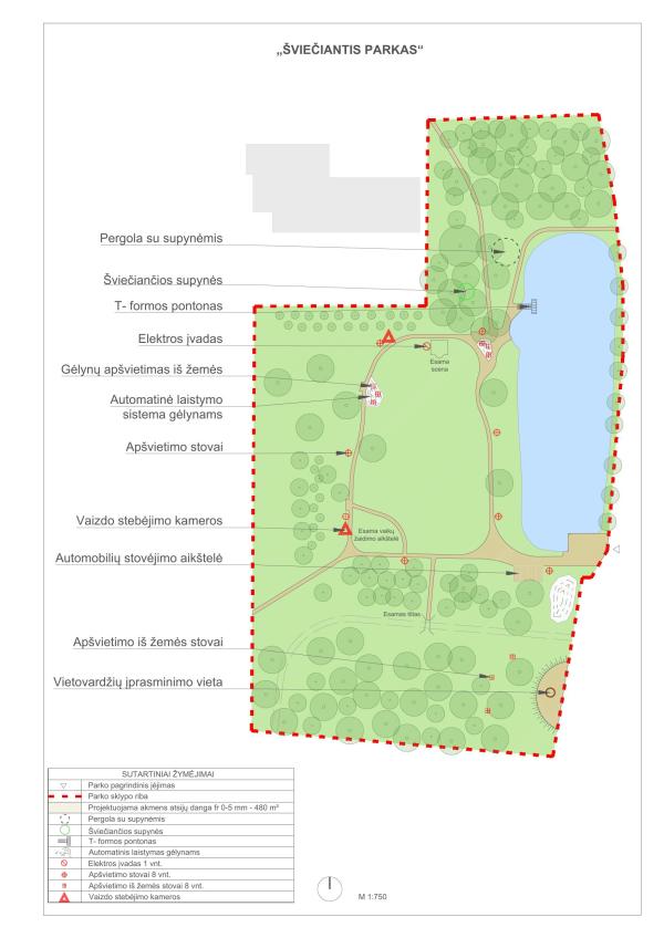 Šviečiantis akmuo,  takelių išdėstymo planas